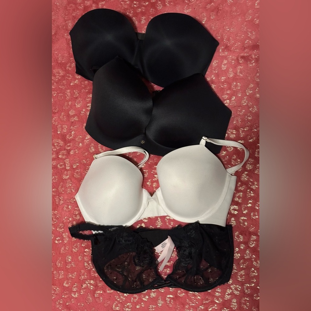 Victoria's Secret Love Cloud Push Up, Strapless, Sheer Bra Set 34DD